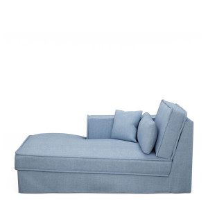 Metropolis Chaise Longue Left, washed cotton, ice blue