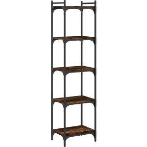 vidaXL - Boekenkast - 5-laags - 40x30x154 - cm - bewerkt - hout - gerookt - eikenkleur