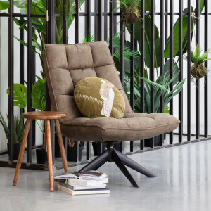 WOOOD Draaifauteuil 'Jouke' PU leder, kleur Groen