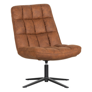 WOOOD Draaifauteuil 'Dirkje' PU, kleur Cognac