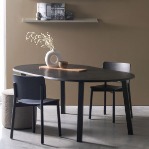 WOOOD Exclusive Uitschuifbare Ronde Eettafel 'Lange Jan' Eiken, 120-200 x 120cm, kleur blacknight