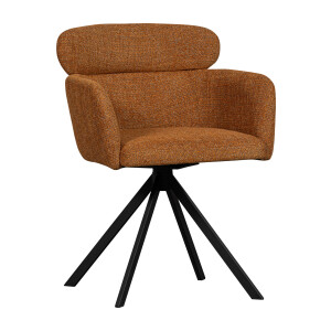 WOOOD Draaibare Eetkamerstoel 'Fenne' Geweven, kleur Ginger