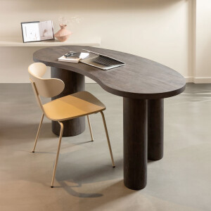 WOOOD Organisch Bureau / Sidetable 'Maan' MDF 150cm, kleur donkerbruin
