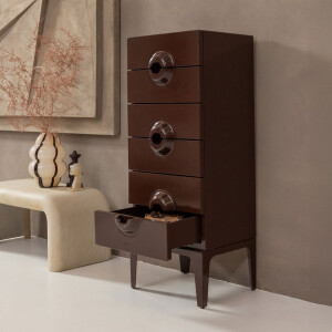 WOOOD Ladekast 'Merge' Met 6 lades, kleur Bruin/Rood