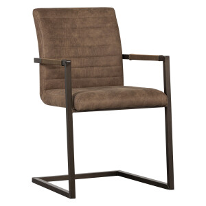 WOOOD Eetkamerstoel 'Bas' Lederlook, kleur Taupe