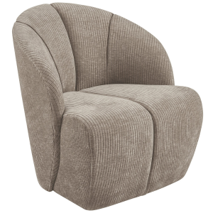 WOOOD Draaifauteuil 'Mojo' Rib, kleur Donker Zand