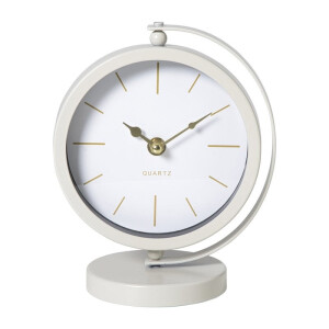 Tafelklok metaal - beige - 20x16x10.5 cm