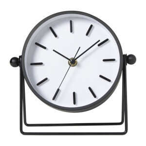 Tafelklok Saar - zwart/wit - ø18.6x6.2 cm