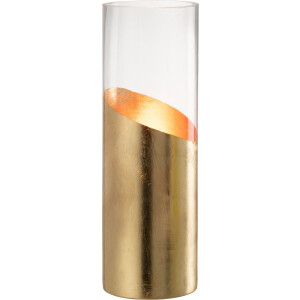 J-Line windlicht Moa - glas - transparant/goud - large