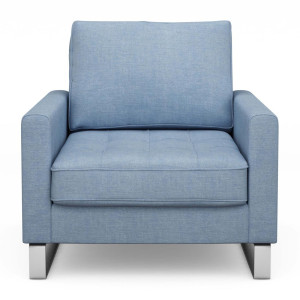 Fauteuil West Houston, Ice Blue, Washed Cotton
