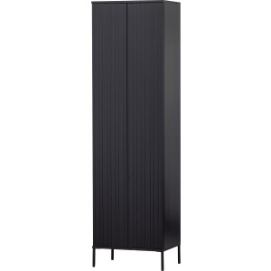 WOOOD New Gravure Hoge Kast - Grenen - Zwart - 210x60x42