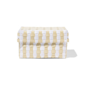HEMA HEMA Mand 25x15cm Met Deksel Geblokt Beige
