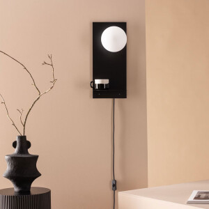 Nohr Wandlamp 'Damara' Met wandplankje, kleur Zwart