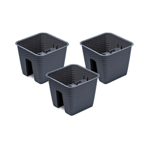Prosperplast 3 railing bloempotten (Vierkant, Antraciet, 27,2 x 27,2 x 22,5 cm)