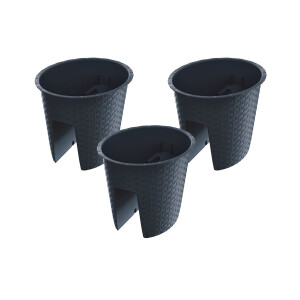 Prosperplast 3 railing bloempotten (Ovaal, Antraciet, 29,8 x 24,2 x 22,5 cm)