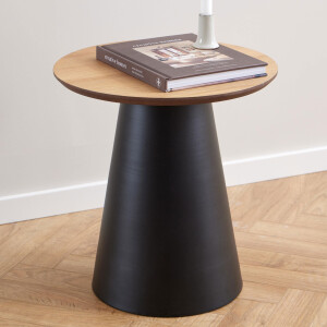 Bendt Ronde Bijzettafel 'Anemone' Eiken, 45cm, kleur Zwart