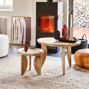 vtwonen Bijzettafel 'High Heels' Mangohout, Set van 2 stuks, kleur Naturel