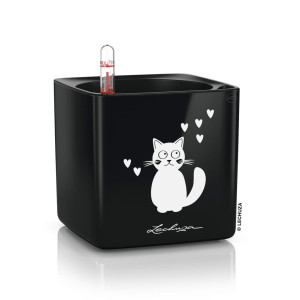 LECHUZA Plantenbak CUBE Glossy CAT 14 ALL-IN-ONE hoogglans zwart