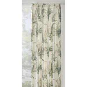 Leen Bakker - Gordijnstof Nakuru - Groen/beige - Polyester/Gerecycled Kunststof/Linnen - Wit#Groen - B150 Cm