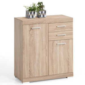 FMD Kast met 2 deuren en 2 lades 80x34,9x89,9 cm eikenkleurig