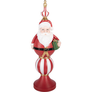 Clayre & Eef Kerstdecoratie met LED-verlichting Kerstman 19x16x57 cm / 3xAA Rood Kunststof