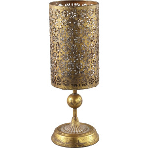 PTMD Celina metalen antiek goud windlicht kandelaar 48 cm - PTMD Celina iron antique gold candleholder round L