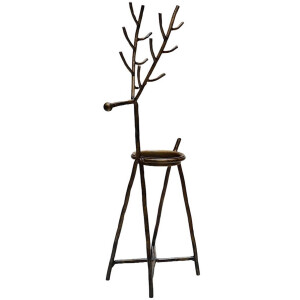 Kaarshouder Barinas | Hert | Waxinelichthouder | Aged brass - Warm goud | Kerst | L17 x B10 x H40 cm