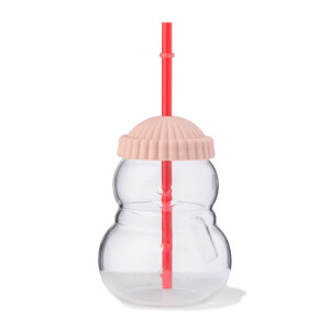 HEMA HEMA Drinkbeker 9x9x19cm Glas Sneeuwpop (rood)
