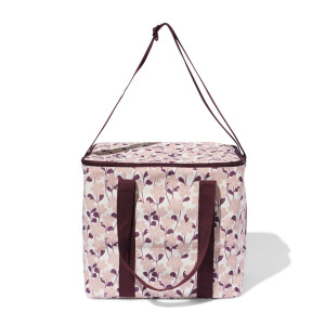 HEMA HEMA Koeltas 25x36x10cm Linnen Bloemenprint Roze