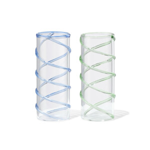 HEMA HEMA Borrelglaasjes Spiraal Groen-blauw - 2 Stuks