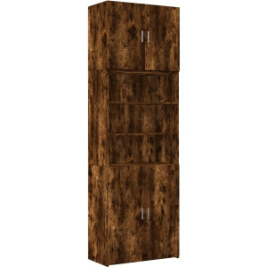 vidaXL - Hoge - kast - 80x42,5x249 - cm - bewerkt - hout - gerookt - eikenkleurig