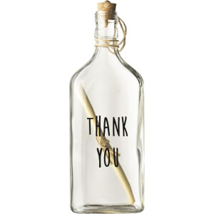 Gusta Flessenpost Glazen Fles Thank You 9x5x25 cm