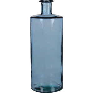 Mica Decorations Guan Fles Vaas - H40 x Ø15 cm - Gerecycled Glas - Blauw