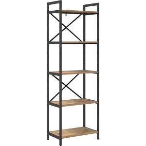 vidaXL - Boekenplank - 5-laags - 56 - x - 34 - x - 171 - cm - Bewerkt - hout - Artisan - Eiken
