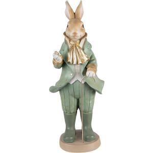Clayre & Eef Beeld Konijn 17x15x40 cm Groen Polyresin Woonaccessoires