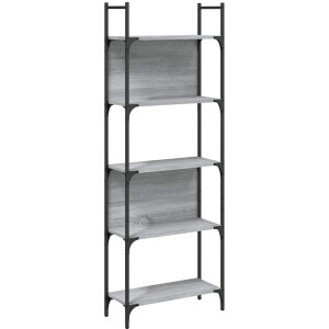 vidaXL - Boekenkast - 5-laags - 60,5x24x166,5 - cm - bewerkt - hout - grijs - sonoma