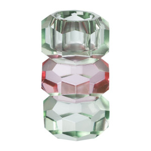 Dinerkaarshouder kristal 3-laags - groen/roze - 4x4x7 cm