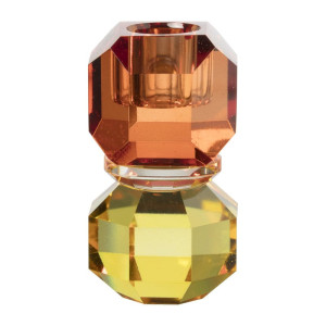 Dinerkaarshouder kristal - rood/geel - ø5.5x9 cm