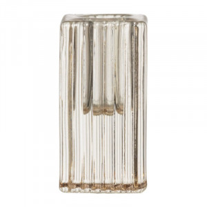 Kandelaar rib glas - helder - 4x4x8 cm