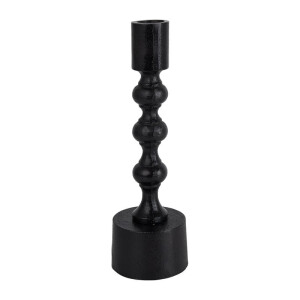 Kandelaar met bollen - zwart - 20 cm