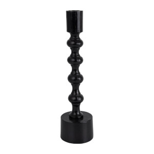 Kandelaar met bollen - zwart - 24 cm