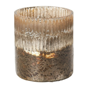 Waxinelichthouder met facet - metallic - ⌀7x8 cm