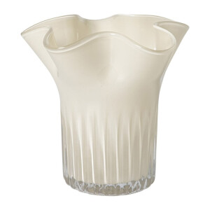 Vaas golf met ribbel - beige - ø19.5x19 cm