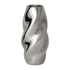 Vaas wave rond - zilverkleurig - ø10x21 cm