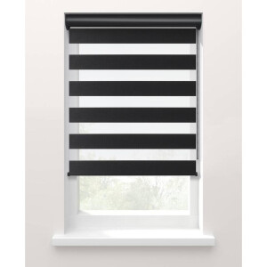 Leen Bakker - Duo Rolgordijn Larisa Lichtdoorlatend - (15049) - Polyester - Zwart - 120x10x10 Cm