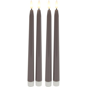 Countryfield LED dinerkaarsen - 4x st - grijs - 28 cm - met afstandsbediening