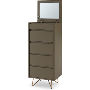 Ladekast Lucy Grijs - MDF - Breedte 45 cm - Hoogte 110 cm - Diepte 40 cm - Met lades - Zonder deuren