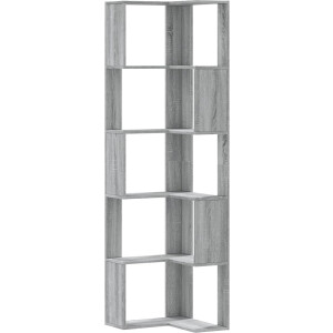vidaXL - Boekenkast - 5-laags - hoek - 50x50x179 - cm - bewerkt - hout - grijs - sonoma