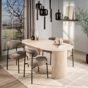 Eettafel Romano Arch plat ovaal 180 cm Keramiek travertin