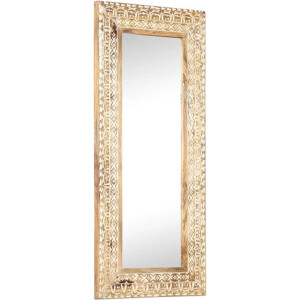 vidaXL - Spiegel - handgesneden - 110x50x2,6 - cm - massief - mangohout